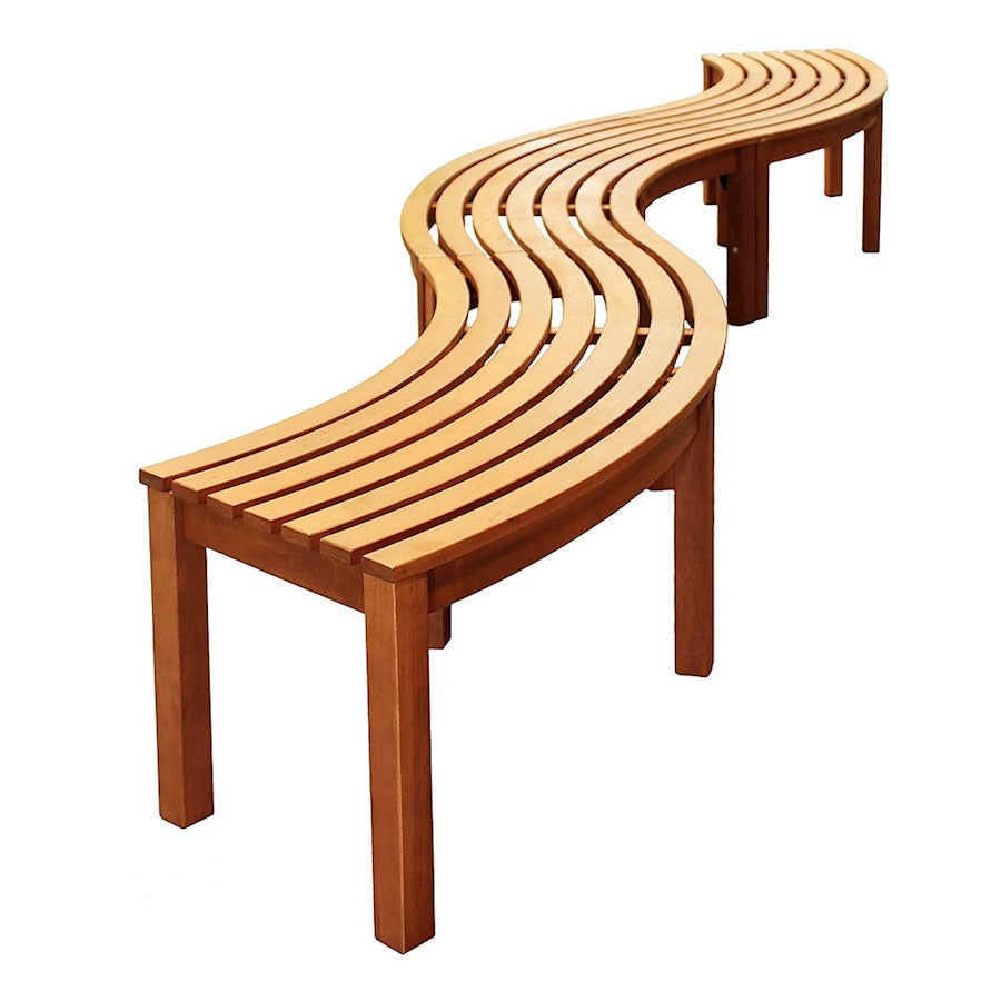 ACHLA Curved Backless Bench, Natural Oil