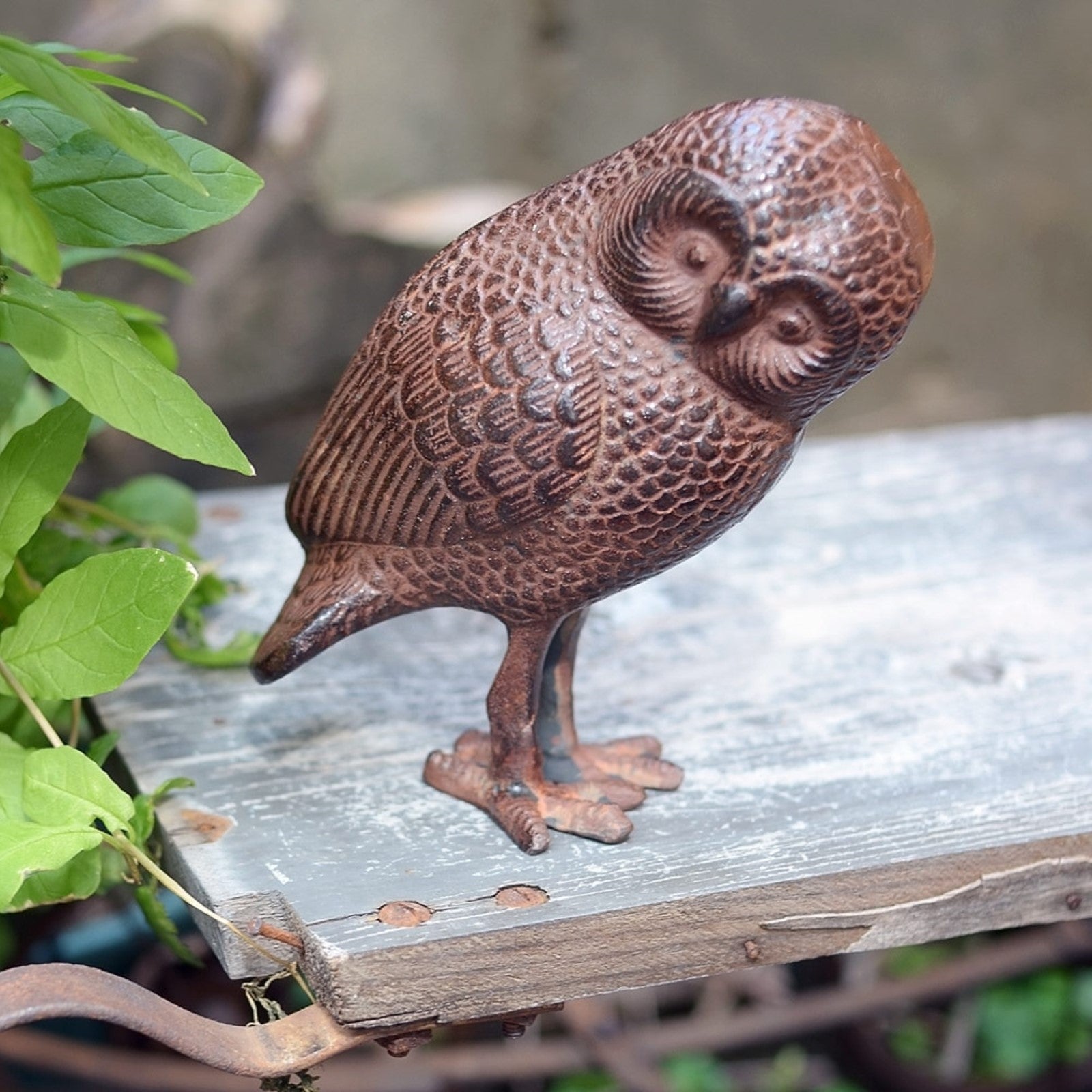 ACHLA Owl OWL-01 | Rustic Bronze Cast Aluminum Garden Ornament | Desk, Shelf & Garden Accent | 4 x 3.5 x 6.75 in | Model OWL-01