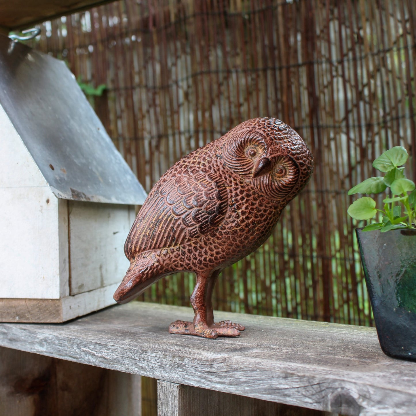 ACHLA Owl OWL-01 | Rustic Bronze Cast Aluminum Garden Ornament | Desk, Shelf & Garden Accent | 4 x 3.5 x 6.75 in | Model OWL-01