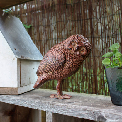 ACHLA Owl OWL-01 | Rustic Bronze Cast Aluminum Garden Ornament | Desk, Shelf & Garden Accent | 4 x 3.5 x 6.75 in | Model OWL-01