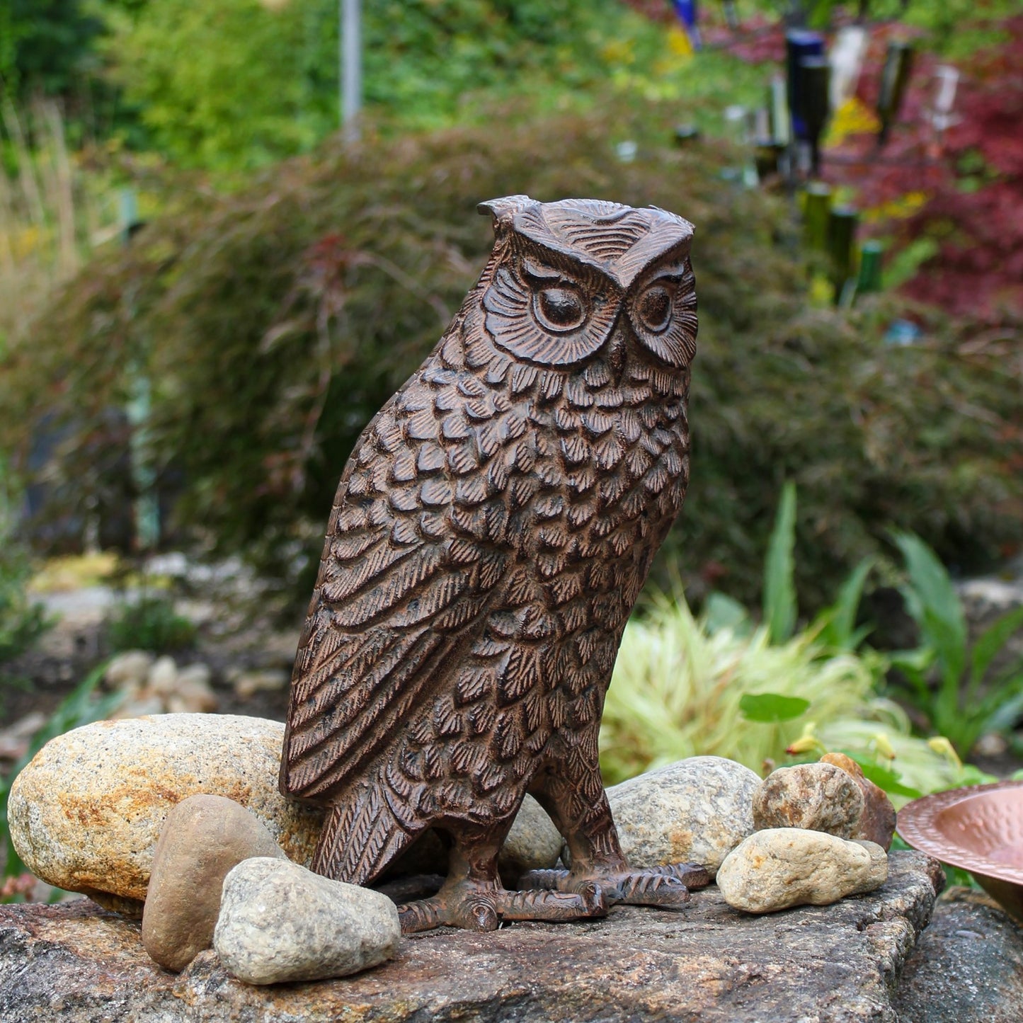 ACHLA Screech Owl | Cast Aluminum Rustic Bronze Garden Statue | Outdoor Patio & Garden Decor | 8 x 4 x 12.5 in | Model OWL-02