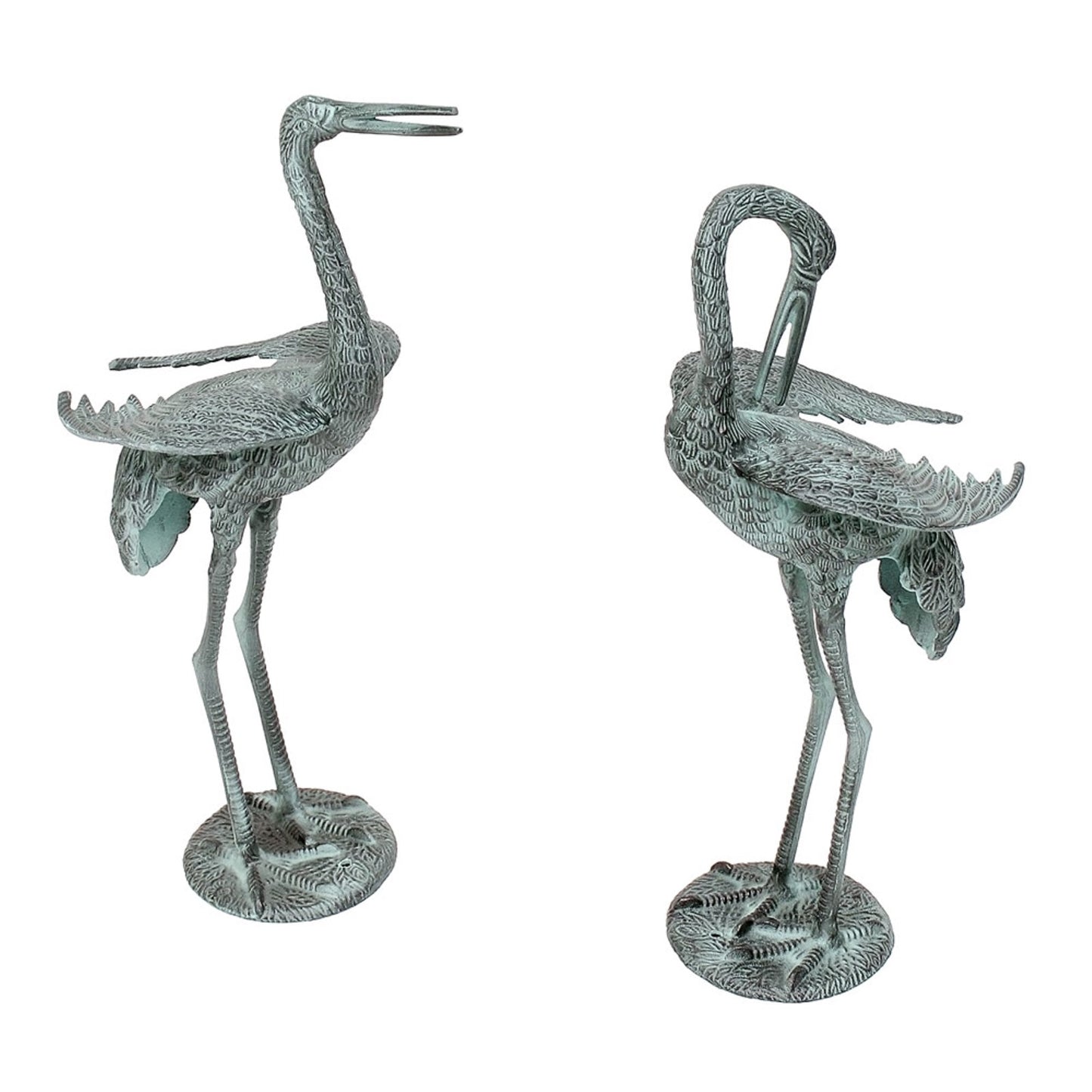 ACHLA Preening Crane | Verdigris Cast Aluminum Garden Sculpture | Patio & Lawn Ornament | 20-23in H | Model PC-01