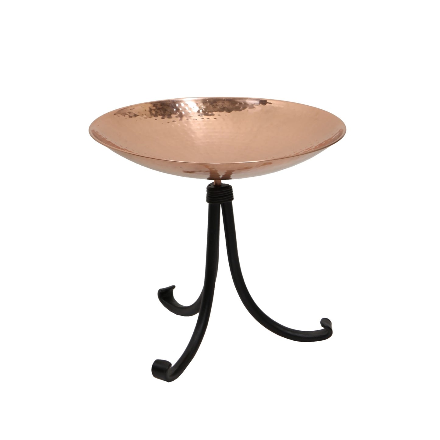 ACHLA Polished Copper Birdbath Tripod Stand | Hammered Copper Bowl on Black Wrought Iron | Garden Patio & Deck Accent | Model PCB-01-TR2