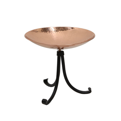 ACHLA Polished Copper Birdbath Tripod Stand | Hammered Copper Bowl on Black Wrought Iron | Garden Patio & Deck Accent | Model PCB-01-TR2