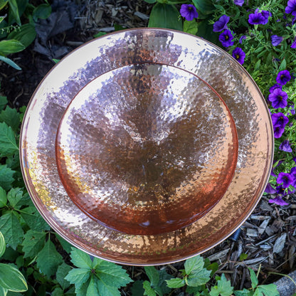ACHLA Polished Copper Birdbath Tripod Stand | Hammered Copper Bowl on Black Wrought Iron | Garden Patio & Deck Accent | Model PCB-01-TR2