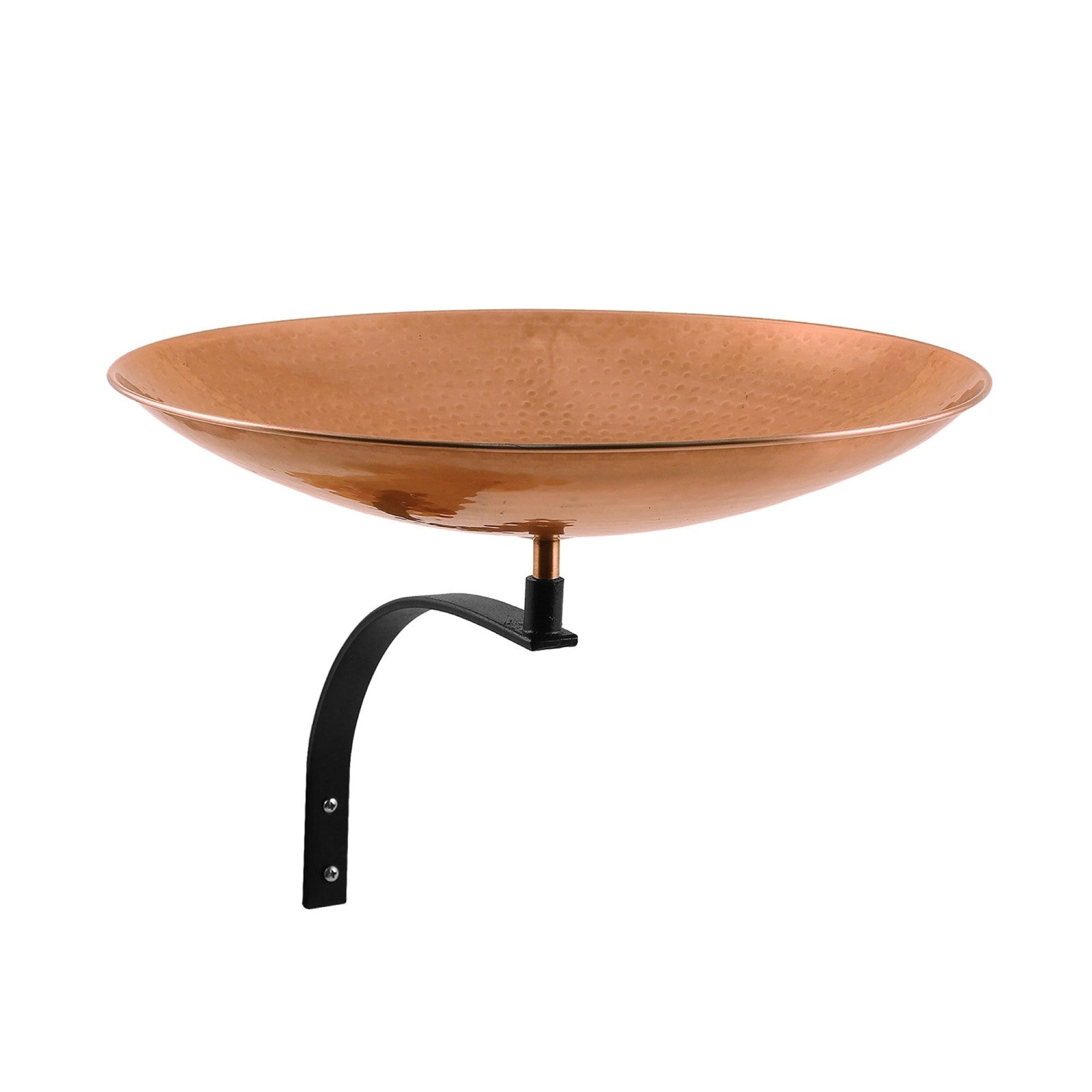 ACHLA Birdbath with Wall Mount Bracket | Hammered Copper Bowl on Black Wrought Iron | Patio & Garden Accent | 14in Diameter Bowl | Model PCB-01-WM