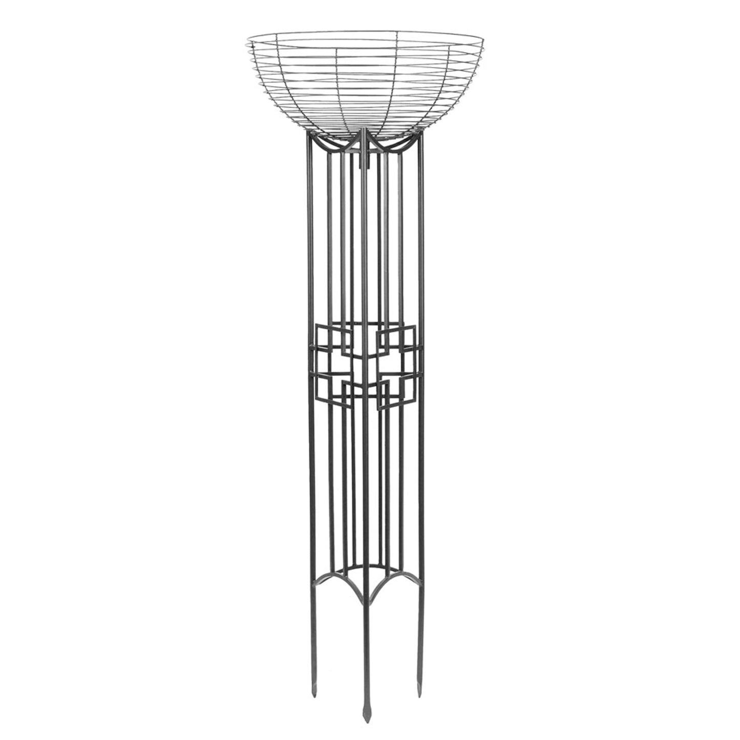 ACHLA Square-On-Squares Pylon 60in Garden Trellis | Graphite Wrought Iron Planter | Entryway & Walkway Accent | 24in Basket, 12in Sides | Model PYL-25