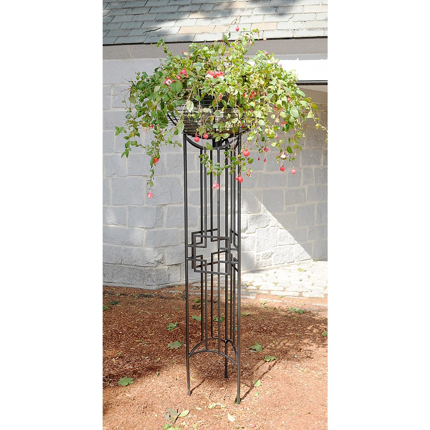 ACHLA Square-On-Squares Pylon 60in Garden Trellis | Graphite Wrought Iron Planter | Entryway & Walkway Accent | 24in Basket, 12in Sides | Model PYL-25