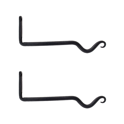 ACHLA 8in Upturned Hook 2-Pack | Traditional Wrought Iron Black Powdercoat | Outdoor Wall Hook for Lanterns & Bells | 0.5 x 4 x 8 in | Model SB-01-2