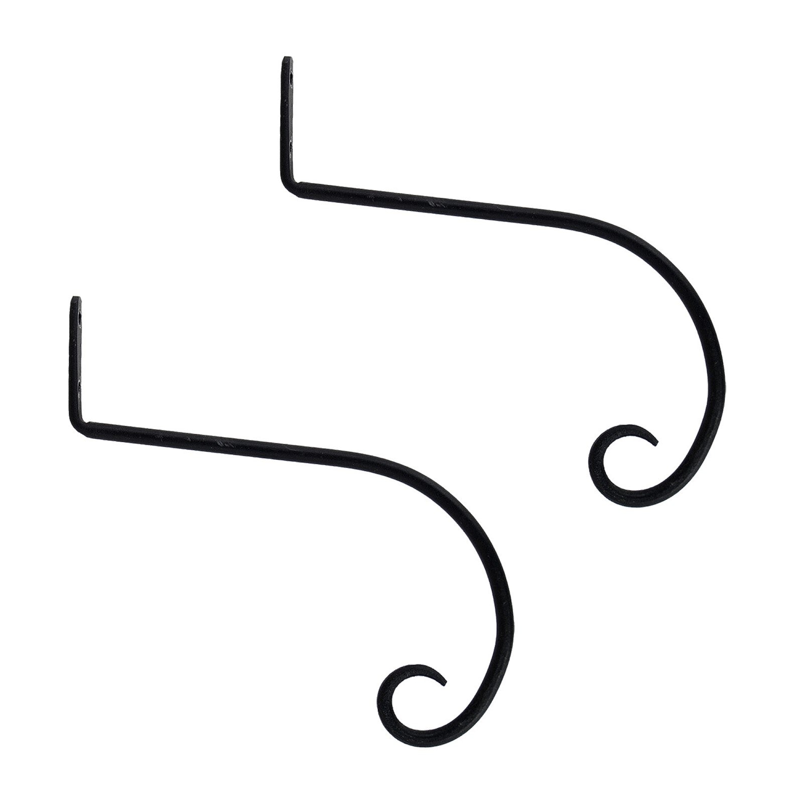 ACHLA 10in Downturned Hanger 2-Pack | Wrought Iron Black Powdercoat | Outdoor Hanging Hook for Bird Feeders & Planters | Model SB-02-2