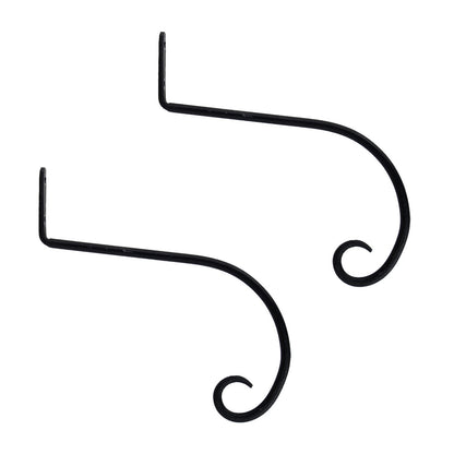 ACHLA 10in Downturned Hanger 2-Pack | Wrought Iron Black Powdercoat | Outdoor Hanging Hook for Bird Feeders & Planters | Model SB-02-2