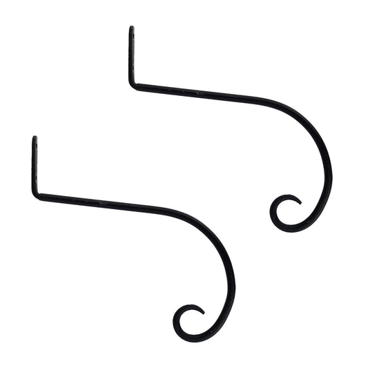 ACHLA 10in Downturned Hanger 2-Pack | Wrought Iron Black Powdercoat | Outdoor Hanging Hook for Bird Feeders & Planters | Model SB-02-2