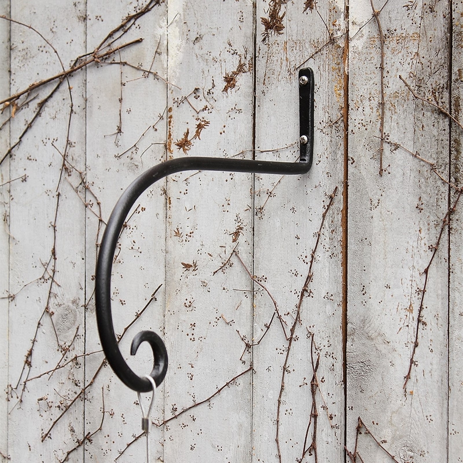 ACHLA 10in Downturned Hanger 2-Pack | Wrought Iron Black Powdercoat | Outdoor Hanging Hook for Bird Feeders & Planters | Model SB-02-2