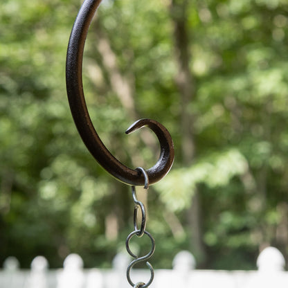ACHLA 10in Downturned Hanger 2-Pack | Wrought Iron Black Powdercoat | Outdoor Hanging Hook for Bird Feeders & Planters | Model SB-02-2