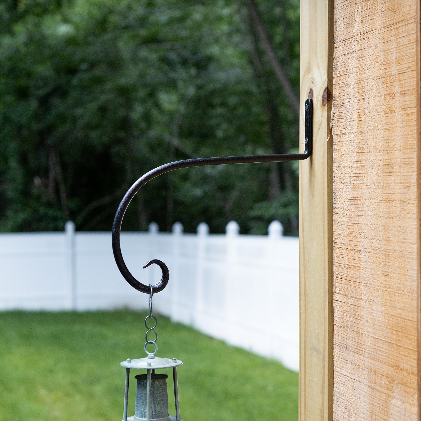 ACHLA 10in Downturned Hanger 2-Pack | Wrought Iron Black Powdercoat | Outdoor Hanging Hook for Bird Feeders & Planters | Model SB-02-2