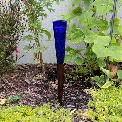 ACHLA Sparkle Cones 15.5in Crackle Glass Garden Ornament | Iron Spike Candle Holder | Patio & Garden Decorative Accent | Model SC-02DB