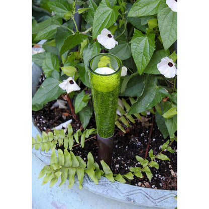 ACHLA Sparkle Cones 15.5in Garden Ornament | Crackle Glass and Iron | Indoor & Outdoor Decorative Candle Holder | 2 x 2 x 15.5 in | Model SC-02DG