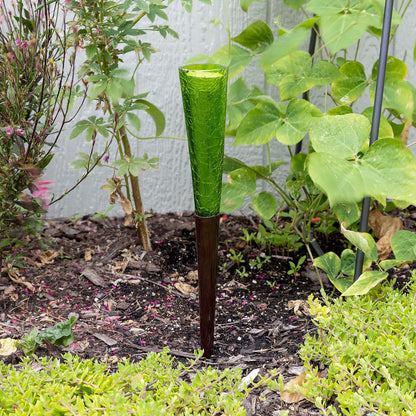 ACHLA Sparkle Cones 15.5in Garden Ornament | Crackle Glass and Iron | Indoor & Outdoor Decorative Candle Holder | 2 x 2 x 15.5 in | Model SC-02DG