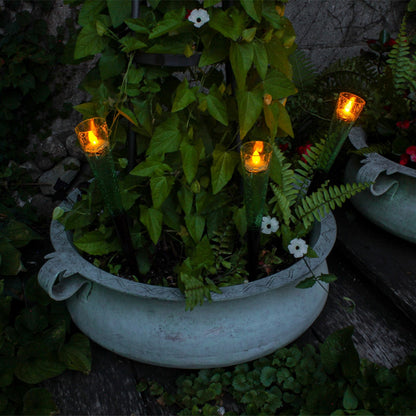 ACHLA Sparkle Cones 15.5in Crackle Glass & Iron Garden Ornament | Outdoor & Indoor Decorative Accent | 2 x 2 x 15.5 in | Model SC-02LG