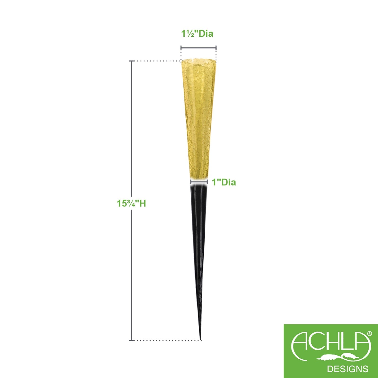 ACHLA Sparkle Cones 15.5in Garden Ornament | Crackle Glass on Iron Spike | Patio & Garden Decorative Accent | 2 x 2 x 15.5 in | Model SC-02Y