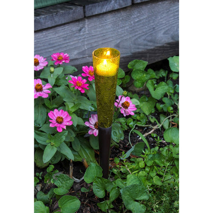 ACHLA Sparkle Cones 15.5in Garden Ornament | Crackle Glass on Iron Spike | Patio & Garden Decorative Accent | 2 x 2 x 15.5 in | Model SC-02Y