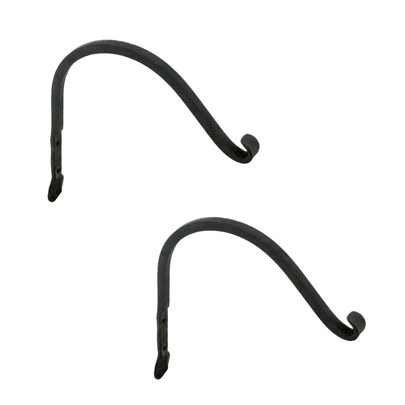 ACHLA SCH-01 10in Arc Bracket 2-Pack | Black Powdercoat Wrought Iron | Outdoor Planter & Flower Basket Hooks | 12 x 6 x 0.5 in | Model SCH-01-2