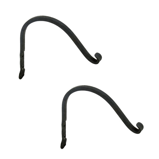 ACHLA SCH-01 10in Arc Bracket 2-Pack | Black Powdercoat Wrought Iron | Outdoor Planter & Flower Basket Hooks | 12 x 6 x 0.5 in | Model SCH-01-2