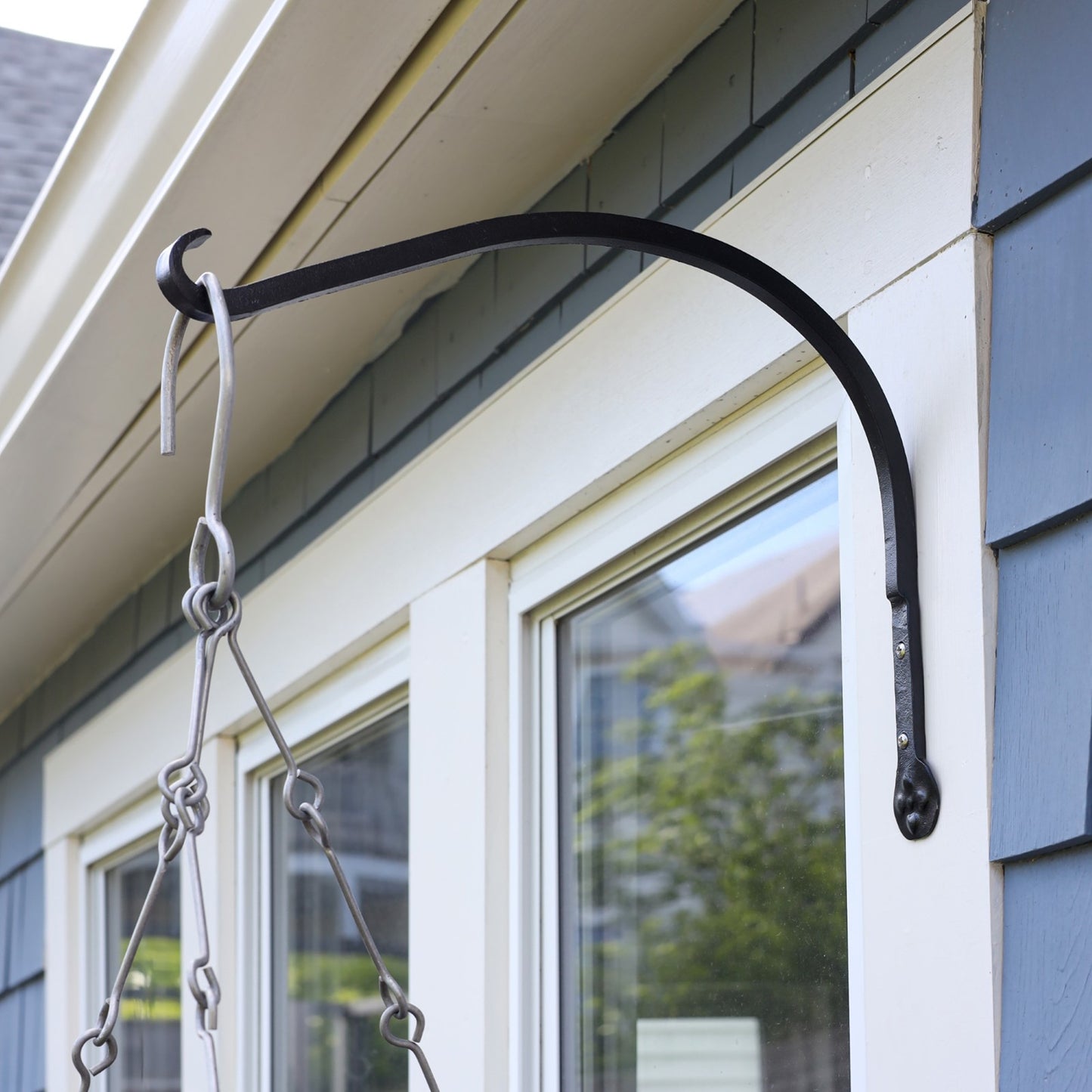 ACHLA Arc Bracket 2-Pack | Black Powdercoat Wrought Iron | Outdoor Planter & Flower Basket Hook | 6 x 7 x 0.5 in | Model SCH-02-2