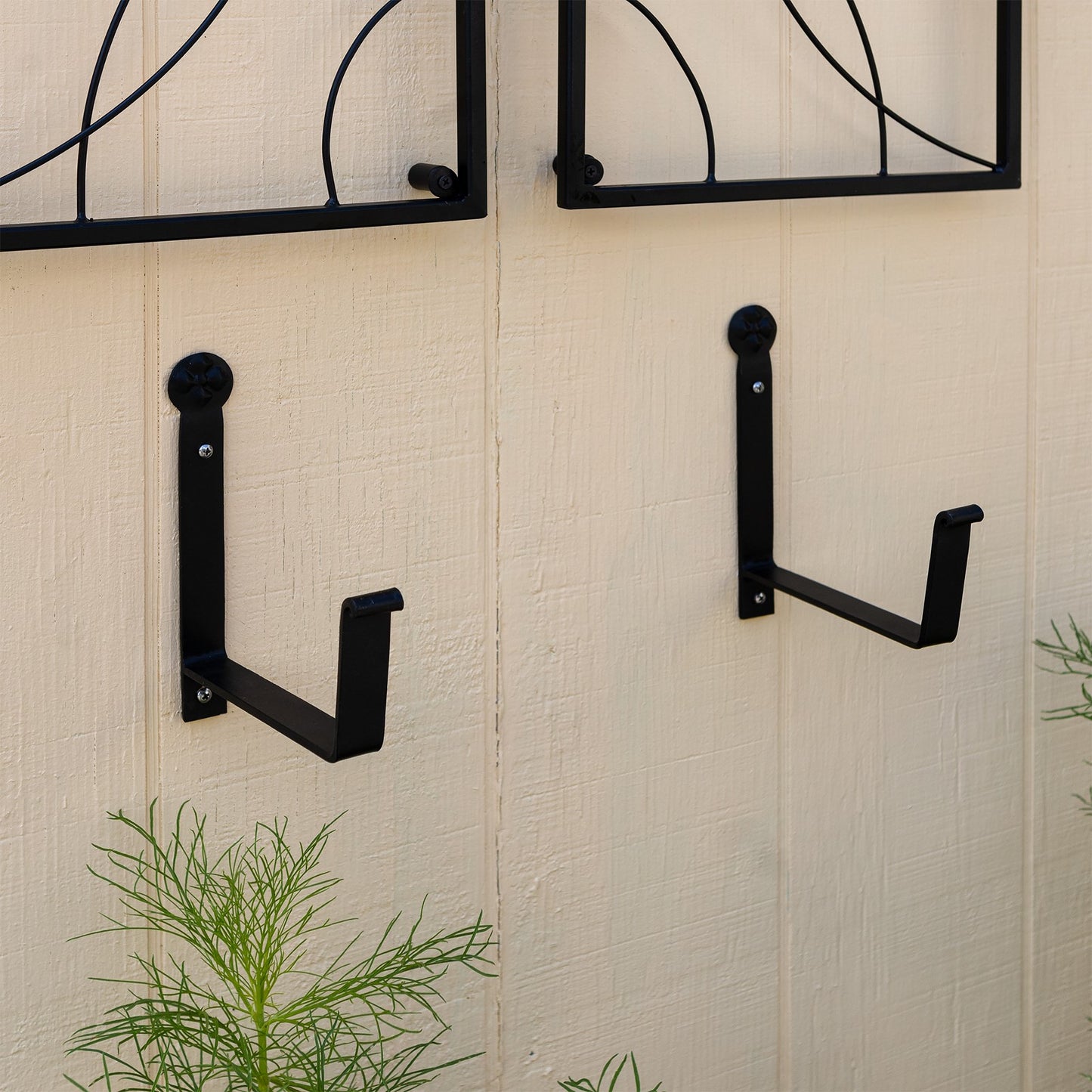 ACHLA Flowerbox Brackets 6in Pair | Black Wrought Iron | Window Box & Planter Support | 1 x 6 x 3.5-8 in | Model SFB-01