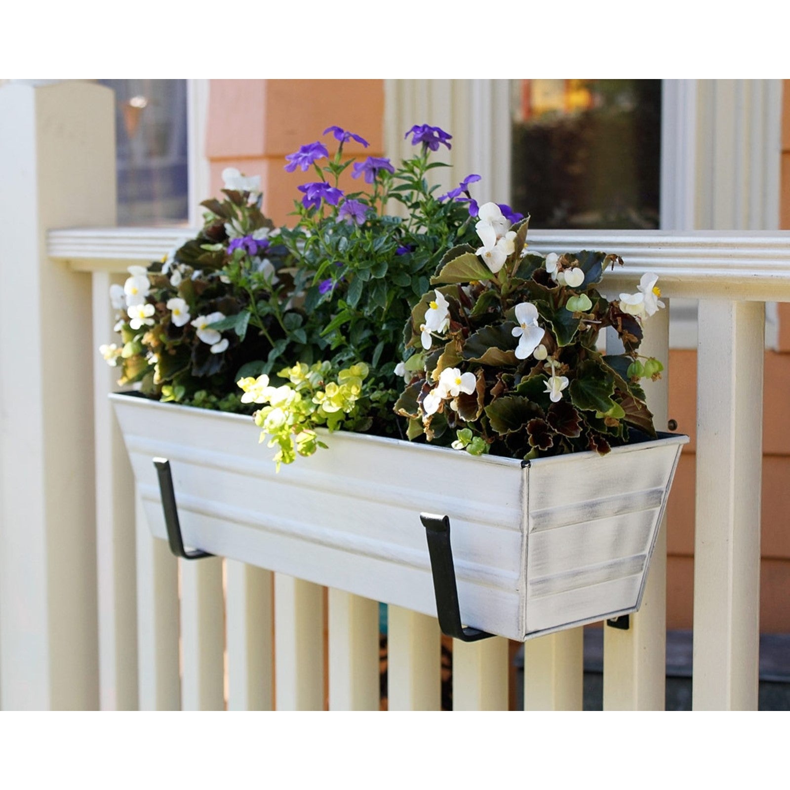 ACHLA Flowerbox Brackets 6in Pair | Black Wrought Iron | Window Box & Planter Support | 1 x 6 x 3.5-8 in | Model SFB-01
