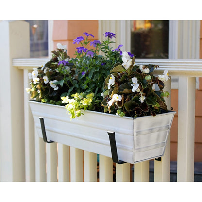 ACHLA Flowerbox Brackets 6in Pair | Black Wrought Iron | Window Box & Planter Support | 1 x 6 x 3.5-8 in | Model SFB-01