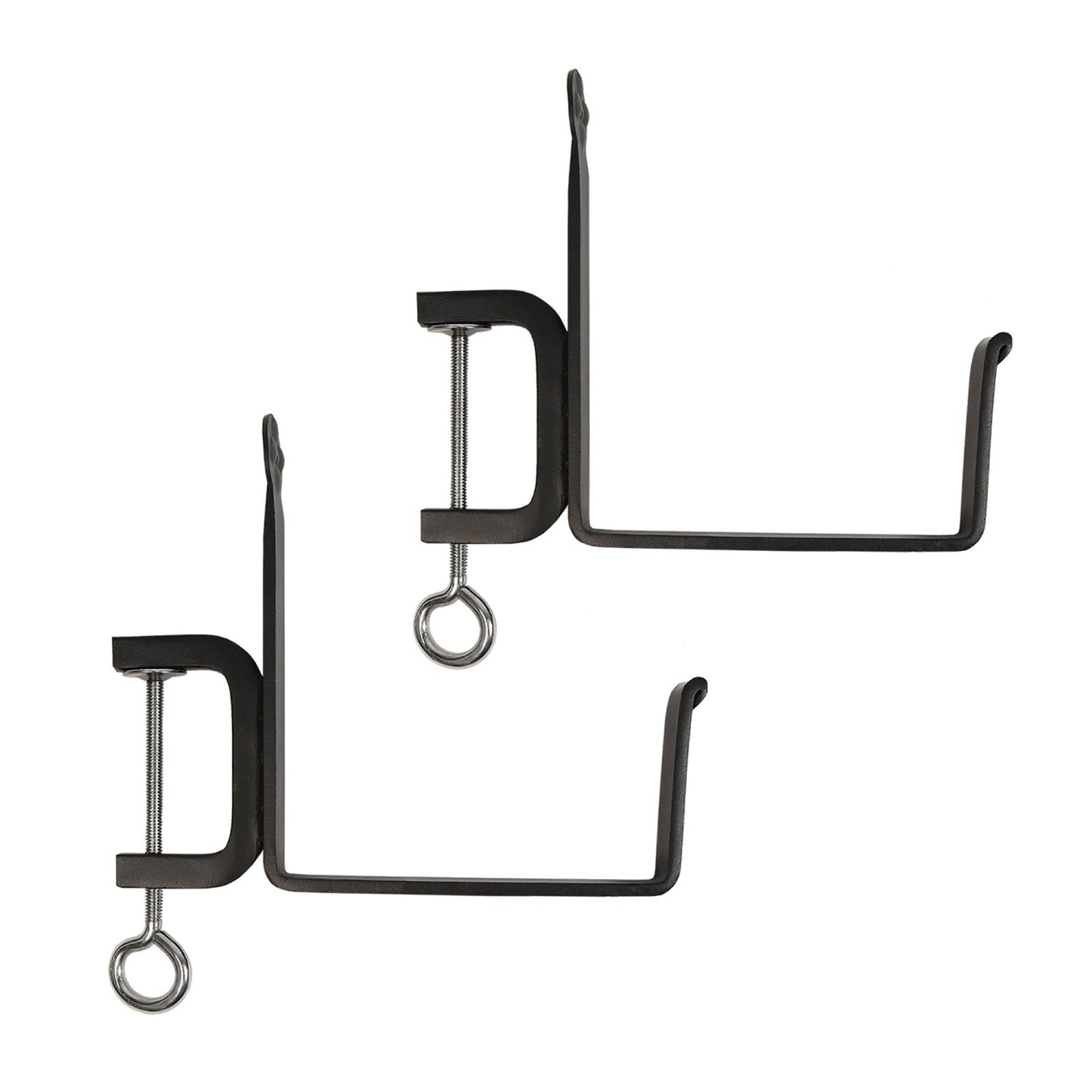 ACHLA Clamp-On 6in Flower Box Bracket | Black Powdercoat Wrought Iron | Deck Railing & Window Box Planter Support | 9 x 1 x 9 in | Model SFB-01C