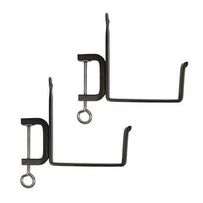 ACHLA Clamp-On 6in Flower Box Bracket | Black Powdercoat Wrought Iron | Deck Railing & Window Box Planter Support | 9 x 1 x 9 in | Model SFB-01C