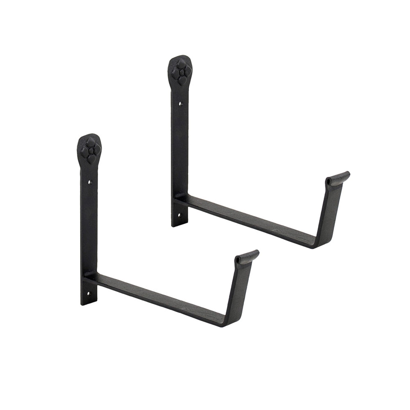 ACHLA Flowerbox Brackets 8in | Black Wrought Iron | Window Box & Planter Support | 8 x 7.5 x 8 in, Sold in Pairs | Model SFB-02