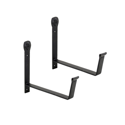 ACHLA Flowerbox Brackets 8in | Black Wrought Iron | Window Box & Planter Support | 8 x 7.5 x 8 in, Sold in Pairs | Model SFB-02