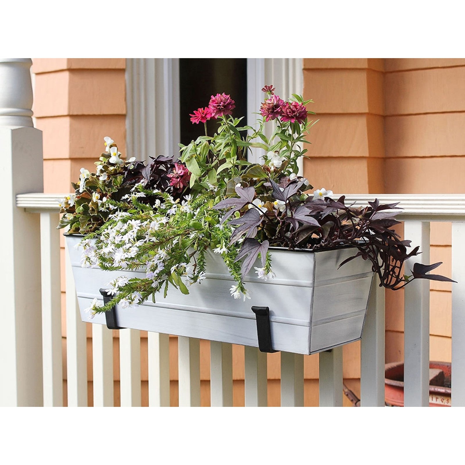 ACHLA Flowerbox Brackets 8in | Black Wrought Iron | Window Box & Planter Support | 8 x 7.5 x 8 in, Sold in Pairs | Model SFB-02