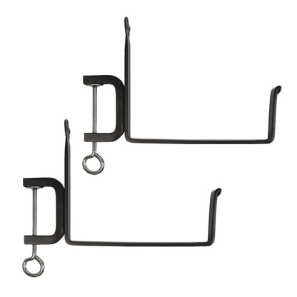 ACHLA SFB-02C 8in Clamp-On Flower Box Brackets | Wrought Iron Black Powder Coated | Window Box & Railing Planter Support | Model SFB-02C