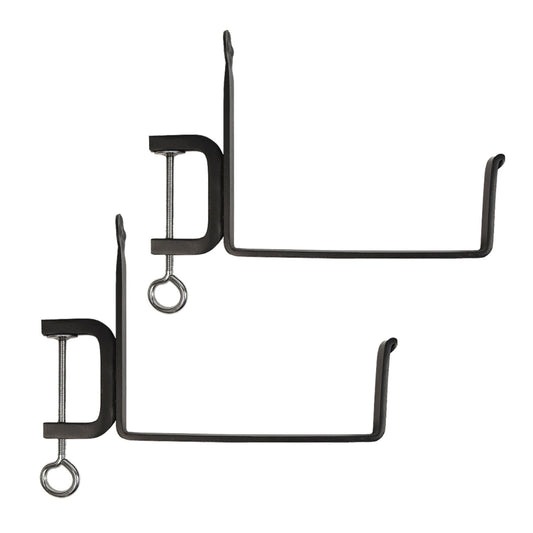ACHLA SFB-02C 8in Clamp-On Flower Box Brackets | Wrought Iron Black Powder Coated | Window Box & Railing Planter Support | Model SFB-02C