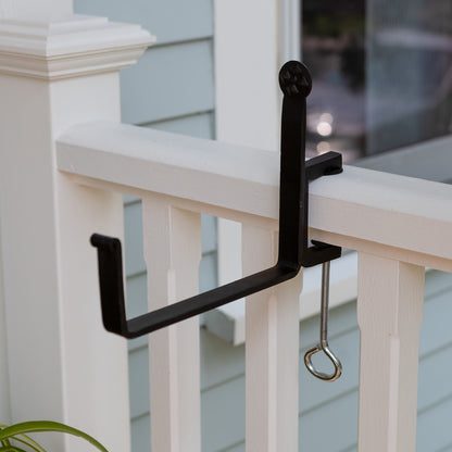 ACHLA SFB-02C 8in Clamp-On Flower Box Brackets | Wrought Iron Black Powder Coated | Window Box & Railing Planter Support | Model SFB-02C
