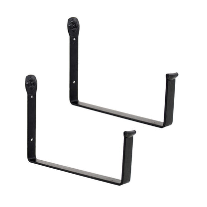 ACHLA Flower Box Brackets 10in Wrought Iron Pair | Rustic Black Metal | Outdoor Window & Railing Planter Support | 10 x 6 x 1.25 in | Model SFB-03