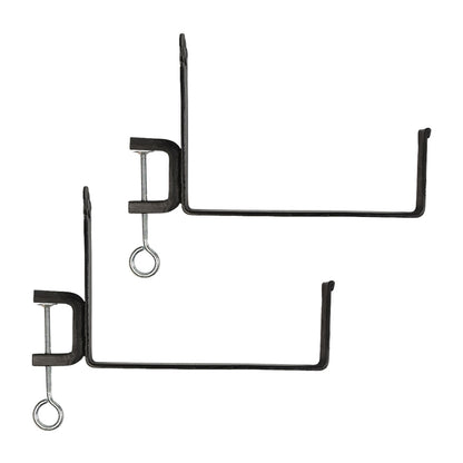 ACHLA Clamp-On Flower Box Brackets 10in | Black Wrought Iron | Outdoor Window Box & Railing Planters | 10 x 5 x 1.25 in | Model SFB-03C