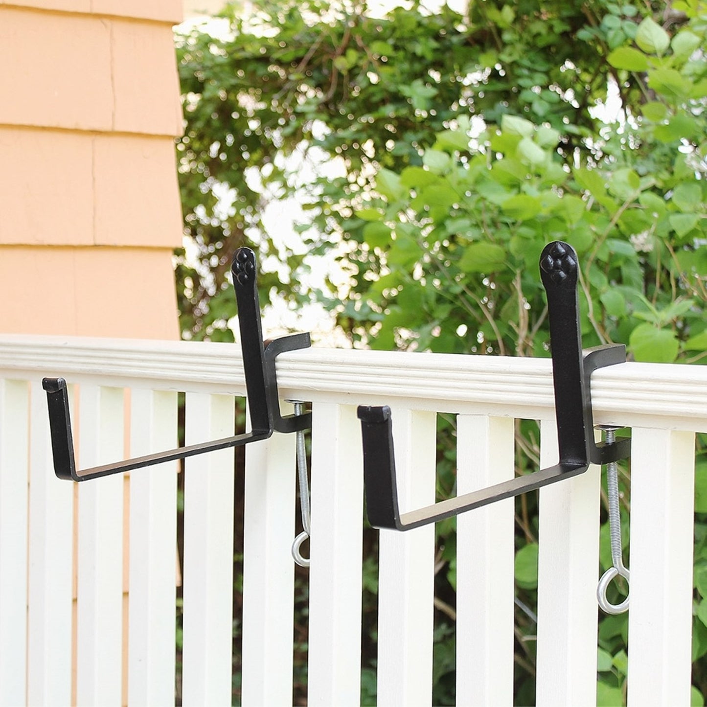 ACHLA Clamp-On Flower Box Brackets 10in | Black Wrought Iron | Outdoor Window Box & Railing Planters | 10 x 5 x 1.25 in | Model SFB-03C