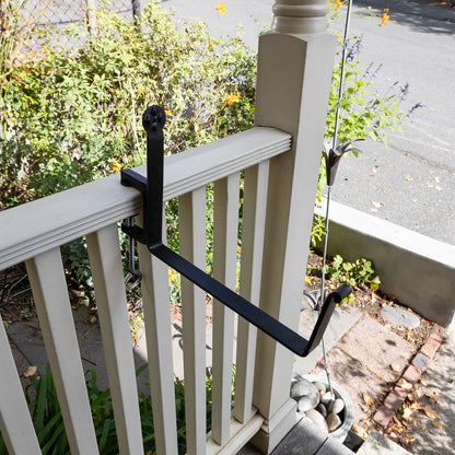 ACHLA Clamp-On Flower Box Brackets 10in | Black Wrought Iron | Outdoor Window Box & Railing Planters | 10 x 5 x 1.25 in | Model SFB-03C