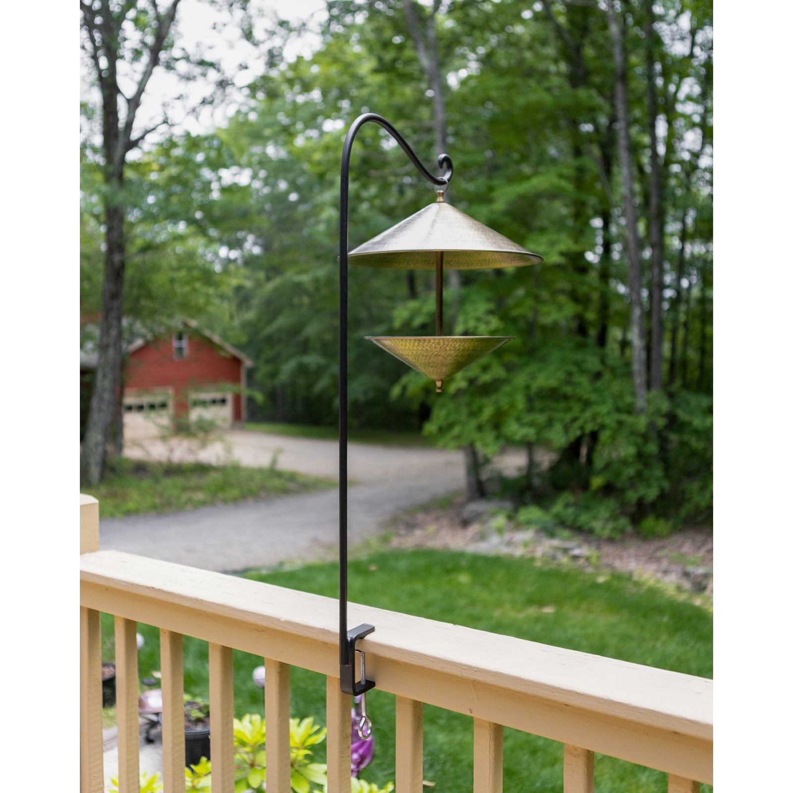 ACHLA Single Handrail Pole with Clamps 36in | Black Wrought Iron Outdoor Stair Railing | Deck & Porch Handrail | 12 x 36 in | Model SFP-01