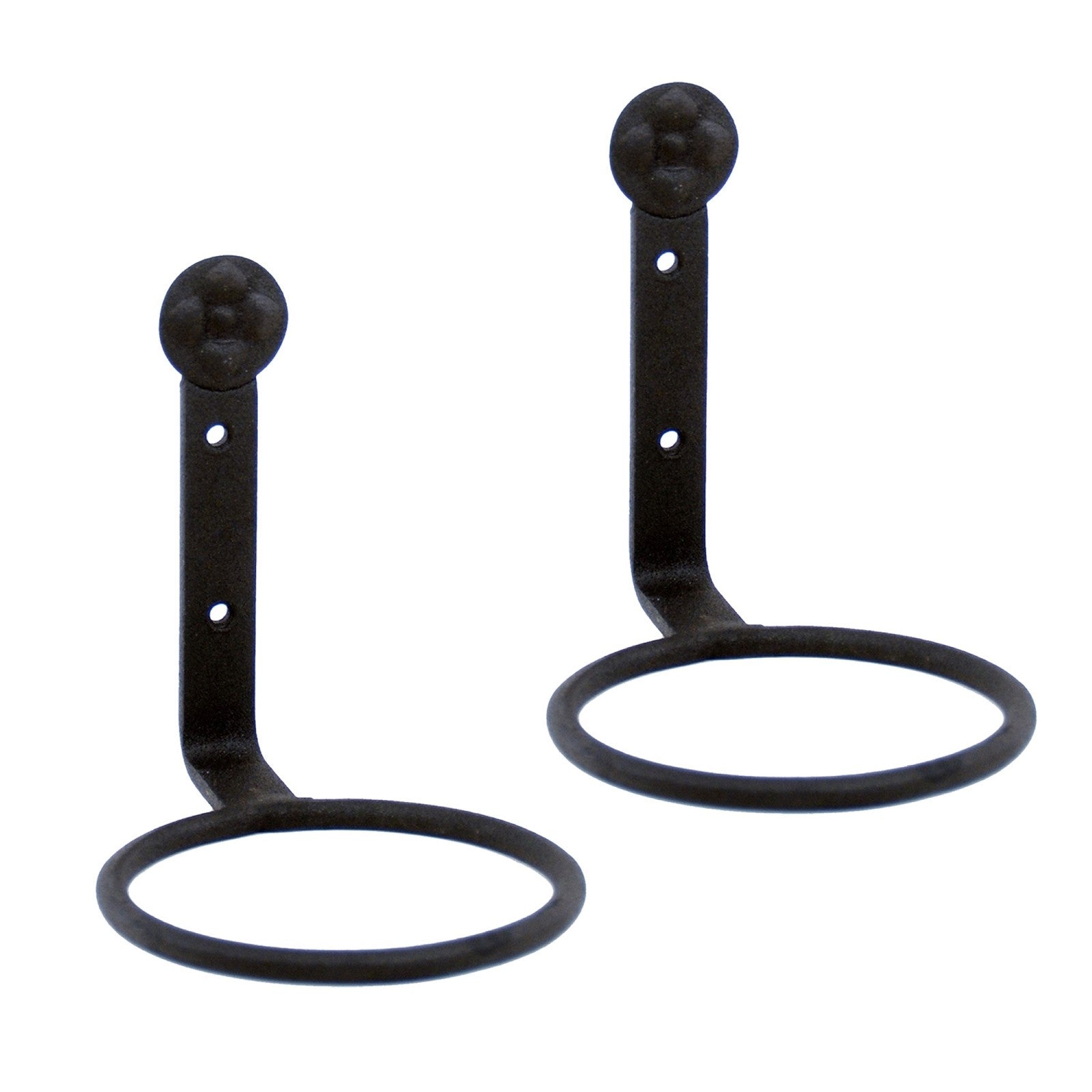 ACHLA 4in Flower Pot Ring 2-Pack | Wrought Iron Black Powdercoat Wall-Mounted Planter Bracket | Porch, Balcony & Deck Vertical | Model SFR-04-2