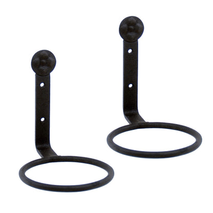 ACHLA 4in Flower Pot Ring 2-Pack | Wrought Iron Black Powdercoat Wall-Mounted Planter Bracket | Porch, Balcony & Deck Vertical | Model SFR-04-2