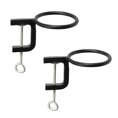 ACHLA 4in Clamp-On Flower Pot Ring 2-Pack | Wrought Iron Black Powdercoat | Porch, Balcony & Deck Railing Planter | 4 x 4 x 2 in | Model SFR-04C-2