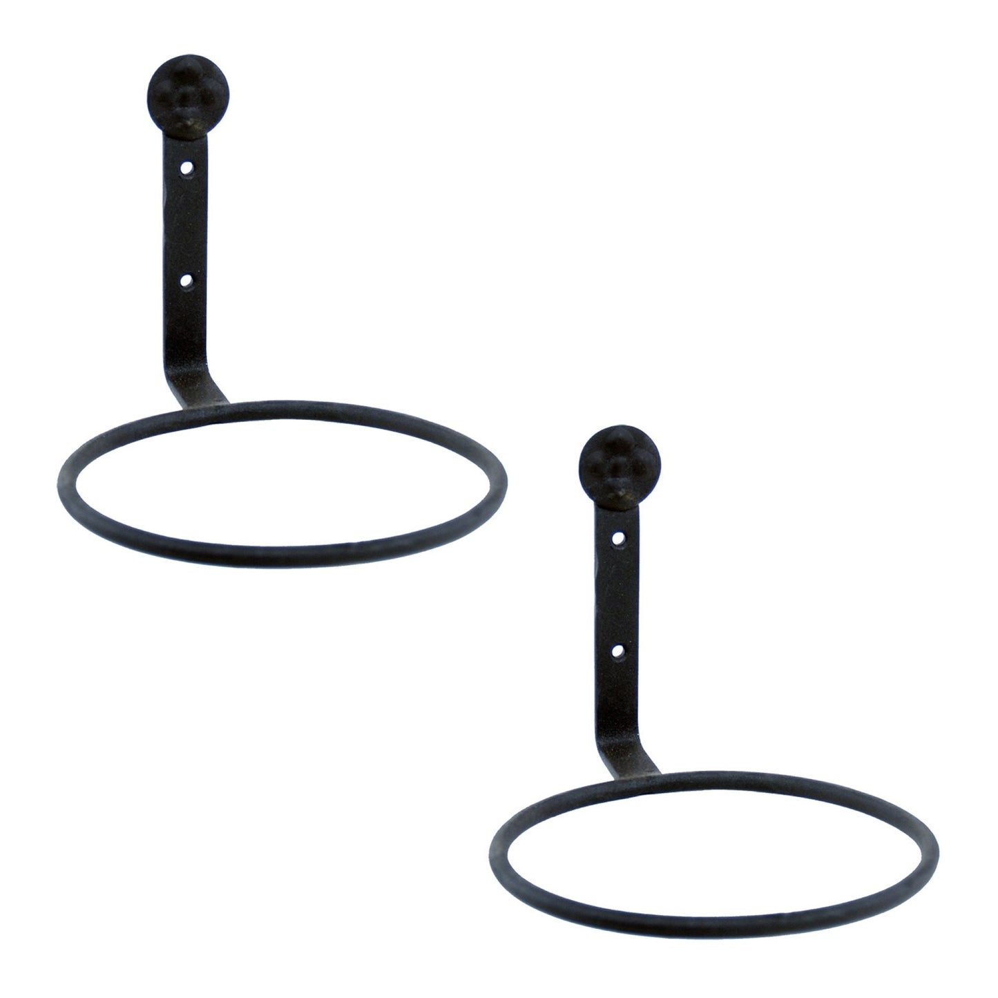 ACHLA 6in Flower Pot Ring 2-Pack | Black Powdercoat Wrought Iron | Outdoor Wall-Mounted Plant Bracket for Porch & Balcony | Model SFR-06-2