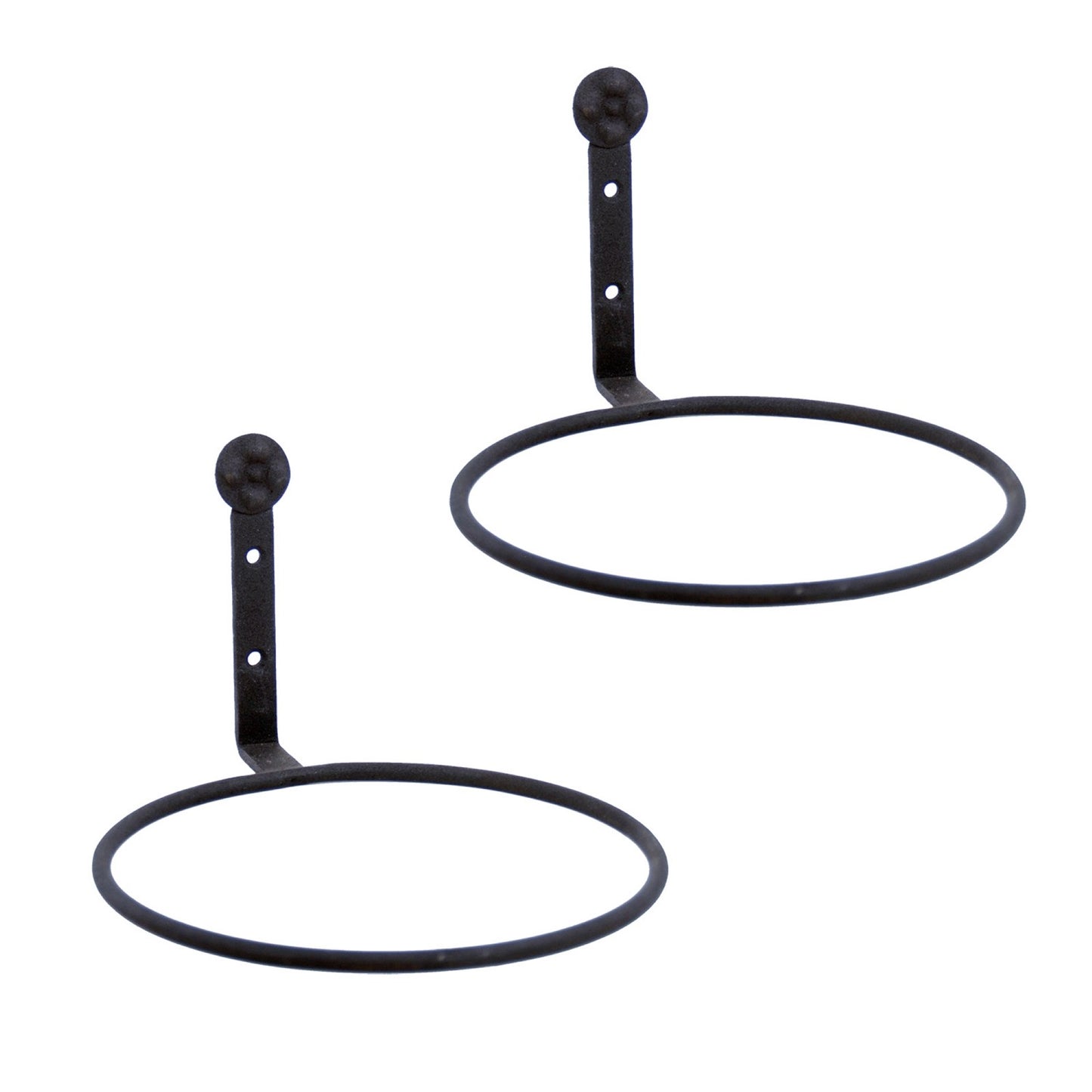 ACHLA 8in Flower Pot Ring 2-Pack | Black Wrought Iron Wall-Mounted Planter Bracket | Porch, Balcony & Deck Vertical Garden | Model SFR-08-2