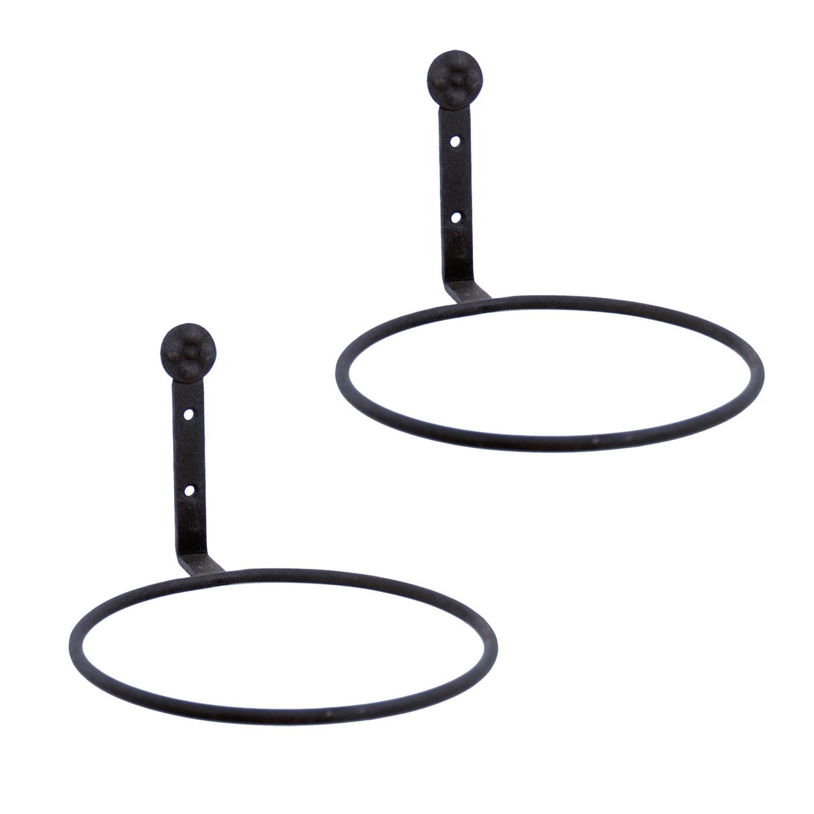 ACHLA 8in Flower Pot Ring 2-Pack | Black Wrought Iron Wall-Mounted Planter Bracket | Porch, Balcony & Deck Vertical Garden | Model SFR-08-2